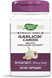 Nature's Way Garlicin Cardio SmartRelease Garlic, Circulation Support, 350 mg per serving, 180 Tablets