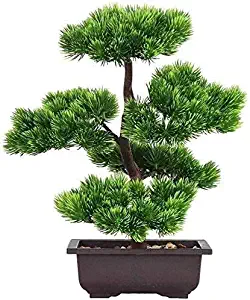 Artificial Bonsai Tree,Fake Plant Decoration Potted,Potted Artificial House Plants,Ornaments Bonsai Tree Pot Plants for Home Office Desktop Display Feng Shui Greenery Decor ( Color : Green dark )