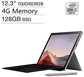 Newest Microsoft Surface Pro 7 12.3” Touch-Screen (2736 x 1824) with Surface Pen | Intel Core i3-1005G1 | 4GB Memory | 128GB SSD | WiFi | Black Keyboard | Windows 10 | Platinum