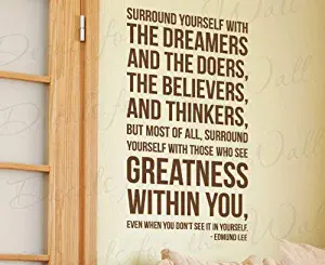 Decals for Steve Jobs Surround Yourself with Dreamers Doers Greatness Within You Leadership Motivational Office Wall Quote Sticker Art Vinyl Decal MTX18