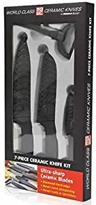 Miracle Blade World Class Series Black 7-piece Ceramic Knife Set- Sharpest Knives Never Lose their Preciison Cut: Never Loses Precision Cut & won't rust or stain.