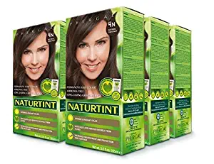 Naturtint Permanent Hair Color 4N Natural Chestnut (Pack of 6), Ammonia Free, Vegan, Cruelty Free, up to 100% Gray Coverage, Long Lasting Results