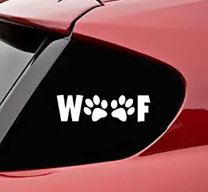 Slap-Art Woof with paw Prints Dog pet Funny Vinyl Decal Sticker