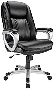 Realspace Tresswell Bonded Leather High-Back Chair, Black/Silver