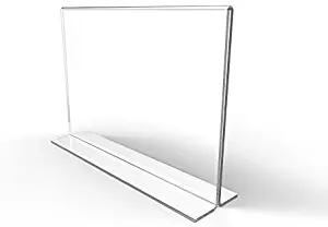 FixtureDisplays 12PK 7 x 5" Clear Acrylic Sign Holder for Tabletops, Horizontal Table Tent Frame Photo Sign Menu, Bottom Insert 11193-2-7X5-12PK Peel Off Protective Film (White) Before use.