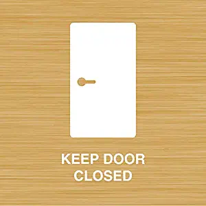 iCandy Products Inc Keep Door Closed, Locked Door Hotel Business Office Building Sign 12x12 Inches, Bamboo, Metal