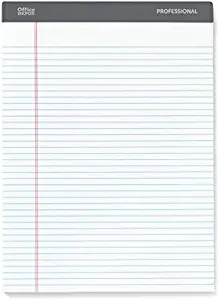 Office Depot Brand Professional Legal Pad, 8 1/2" x 11 3/4", Narrow Ruled, 200 Pages (100 Sheets), White, Pack of 4