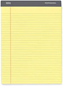 Office Depot Professional Legal Pad, 8 1/2in. x 11 3/4in, Narrow Ruled, 200 Pages (100 Sheets), Canary, pk of 4, 99502