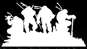 TMNT 6" Wide Decal Teenage Mutant Ninja Turtles Silhouette Sticker for Cars Laptops Tablets Skateboard - White