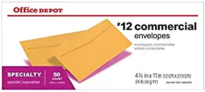 Office Depot Business Envelopes, 12, 4 3/4in. x 11in, Brown, Box Of 50, OM00700