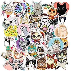 YAMIOW Waterproof Vinyl Stickers for Water Bottle, Skateboard, Guitar, Laptop, Table, Car, Suitcase, Luggage Decal Graffiti Stickers (at Least 50 pcs for Cat Style)