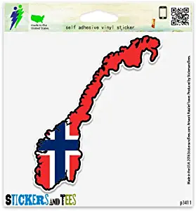 Norway Map Flag Vinyl Car Bumper Window Sticker 2" x 3"