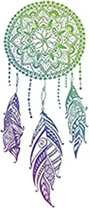 Divine Designs Green Blue Purple Ombre Mandala Henna Dream Catcher Vinyl Decal Sticker (4" Tall)