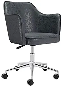 Vintage Office Chair in Distressed Black Leatherette