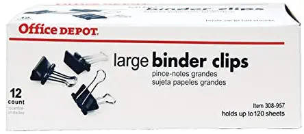 Office Depot Binder Clips, Large, 2in., Box Of 12 Clips