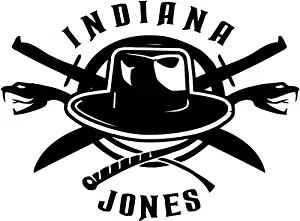 Crazydecals Indiana Jones Vinyl Decal Sticker- 20" Wide Gloss Black Color