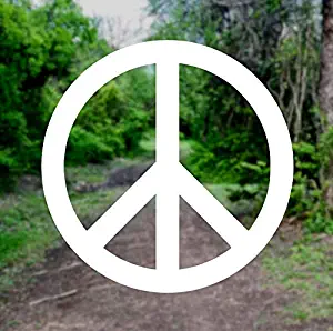 Peace Sign Symbol [Pick Any Color] Vinyl Transfer Sticker Decal for Laptop/Car/Truck/Window/Bumper (3in x 3in, White)