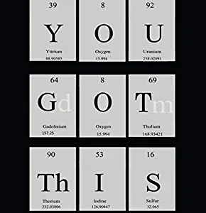 YOU GOT THIS Motivational Poster - Inspirational Wall Art Periodic Table Artwork Display Sign – Perfect Daily Motivation Classroom Décor Educational Posters - Home, Office or Science Lab Decorations