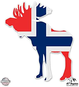 GT Graphics Norway Flag Moose - 3" Vinyl Sticker - for Car Laptop I-Pad Phone Helmet Hard Hat - Waterproof Decal