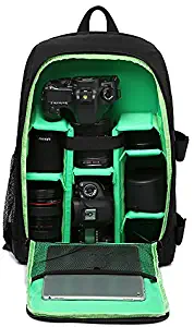 G-raphy Camera Backpack Photography Camera Bag Waterproof with Laptop Compartment/Tripod Holder for DSLR SLR Cameras (Green)