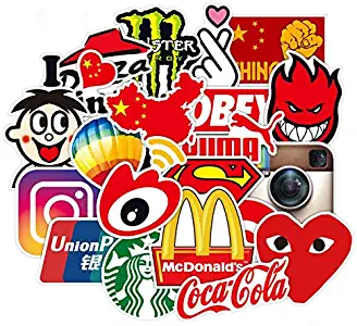 Cool Brand Vinyl Sticker Decals 100 Pcs for Water Bottles, Skateboard, Car, Motorcycle and Laptop