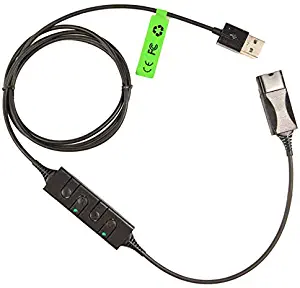 Call Center Headset Quick Disconnect QD Cable to USB Plug Adapter with Mute + Volume Control Compatible with Plantronic Headset QD Connector Plug to Any Computer Laptop VOIP Softphone