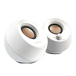 Creative Pebble 2.0 USB-Powered Desktop Speakers with Far-Field Drivers and Passive Radiators for PCs and Laptops (White)