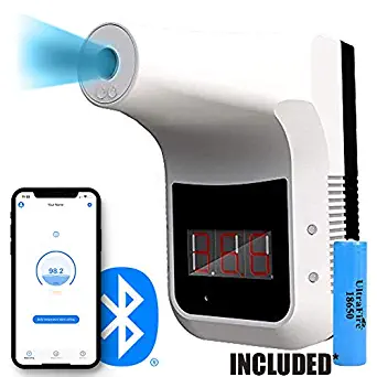 Gorilla Gadgets No-Contact Infrared Wall Mount Forehead Thermometer with Bluetooth for Schools, Offices, Businesses, Digital Accurate Instant Readings with Fever Alarm ( Rechargeable Battery Included)