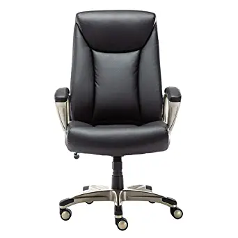 AmazonBasics Bonded Leather Big & Tall Executive Office Computer Desk Chair, 350-Pound Capacity - Black, BIFMA Certified