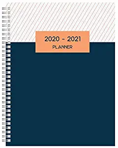 Office Depot Weekly/Monthly Academic Planner, 8-1/2" x 11", Cantaloupe/Navy, July 2020 to June 2021, ODUS1933-0