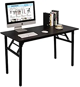 Writing Computer Desk Modern Simple Study Desk Folding Laptop Table for Home Office Notebook Desk，No Assembly Required, All Black