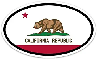 California State Flag Vinyl Decal - Euro Oval Car Self Adhesive Bumper Sticker for Windows, Trucks, and laptops