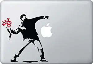 Yadda-Yadda Design Co. The Molotov Guy with Flowers - Vinyl Laptop or MacBook Decal (6.5" w x 6.75" h)(Black)