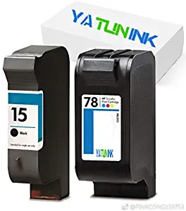 YATUNINK Remanufactured Ink Cartridges Replacement for HP 15 78 C6615D C6578A (1 Black + 1 Color, 2 Pack)