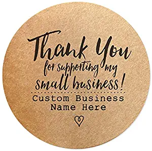 Custom Thank You for Supporting My Small Business Stickers - 1.5" Round Brown Kraft Paper Labels for Sealing and Packaging - Set of 60 - Personalized/Customized with Business Name : PaperColorful