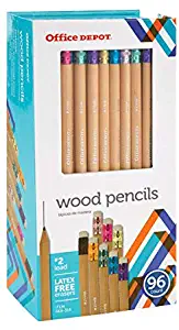 Office Depot Brand Natural Wood Pencils, 2 Medium Soft Lead, Pack of 96