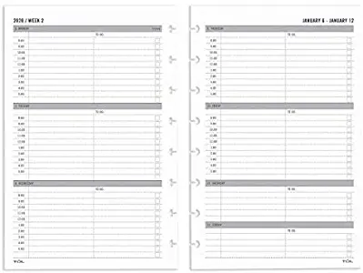 TUL Discbound Weekly Refill Pages, Junior Size, January to December 2020